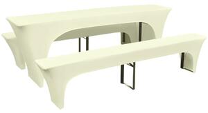 3 Elastične Navlake za Pivski Stol/ Klupe Krem boja - Krema 220 x 50 x 80 cm 3 Krema