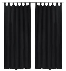 2 komada Crna Mikro-Satenska Zavjesa s Tregerima 140 x 175 cm - Crna 175 cm 2 Crna