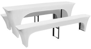 3 Rastezljive Navlake za Pivski Stol i Klupe Bijele 220 x 70 x 80 cm - Bijela 220 x 70 x 80 cm 3 Bijela
