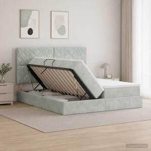 Krevet s od storage s pohranom Svjetlosiva 180 x 200 cm Baršun - Svjetlosiva 180 x 200 cm Dizajn s rombovima