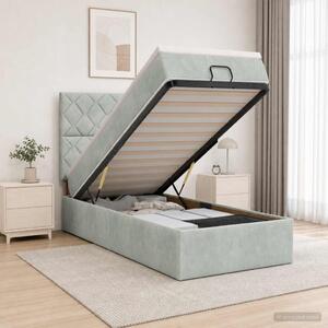 Podesivi krevet s madracem Svjetlosiva 90 x 200 cm Baršun - Svjetlosiva 90 x 200 cm Dizajn s rombovima
