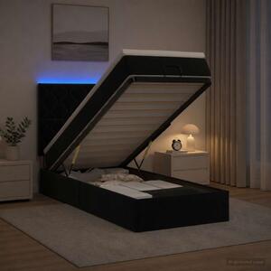 Krevet od pjene s madracem i LED-om Crna 90 x 190 cm Baršun - Crna 90 x 190 cm Dizajn s rombovima