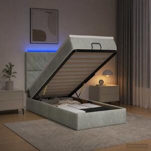 Krevet od pjene s madracem i LED-om Svjetlosiva 90 x 200 cm - Svjetlosiva 90 x 200 cm Dizajn s rombovima