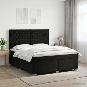 Boxspring krevet s madracem Crna 180 x 200 cm Baršun - Crna 180 x 200 cm Dizajn s rombovima