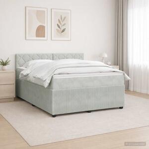 Boxspring krevet s madracem Svjetlosiva 180 x 200 cm Baršun - Svjetlosiva 180 x 200 cm Dizajn s rombovima