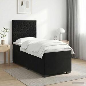 Boxspring krevet s madracem Crna 90 x 190 cm Baršun - Crna 90 x 190 cm Dizajn s rombovima