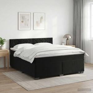 Boxspring krevet s madracem Crna 180 x 200 cm Baršun - Crna 180 x 200 cm Dizajn s rombovima