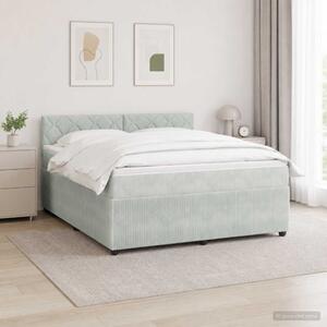 Boxspring krevet s madracem Svjetlosiva 180 x 200 cm Baršun - Svjetlosiva 180 x 200 cm Dizajn s rombovima