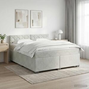 Boxspring krevet s madracem Svjetlosiva 180 x 200 cm Baršun - Svjetlosiva 180 x 200 cm Dizajn s rombovima