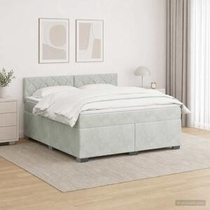 Krevet s box springom madracem i LED-om Svjetlosiva Baršun - Svjetlosiva 180 x 200 cm Dizajn s rombovima