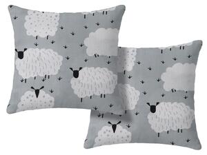 Set od 2 kom ukrasnih jastučnica WHITE SHEEPS 45x45 cm, siva