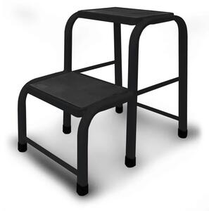 Čelična stepenica s 2 stepenice nosivosti 150 kg - crna