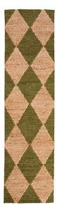 Zelena/u prirodnoj boji ručno rađena staza od mješavine jute 80x230 cm Effie Diamond – Flair Rugs