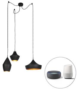 Set od 3 pametne viseće svjetiljke crne sa zlatom uključujući Wifi A60 - Depeche