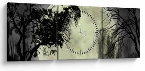 Slika - Polna luna nad površjem, črno-bela različica (sa satom) (90x30 cm)