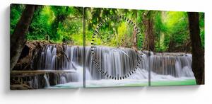 Slika slapa v Kanchanaburiju na Tajskem (sa satom) (90x30 cm)