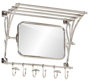 VidaXL Stalak za prtljagu s vješalicama i zidnim ogledalom aluminijski