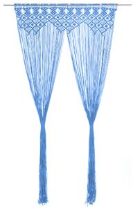 VidaXL Zavjesa s makrameom plava 140 x 240 cm pamučna