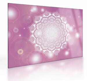 Staklena slika mandale v roza ozadju (70x50 cm)