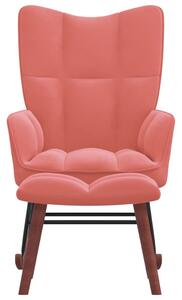 VidaXL Stolica za ljuljanje s osloncem za noge ružičasta baršunasta