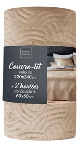 Bež set prekrivača i jastučnice od samta 220x240 cm Solange – douceur d'intérieur