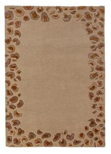 Ručno rađen tepih od mješavine vune u prirodnoj boji 140x200 cm Leopard Frame – Flair Rugs