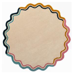 Ručno rađen vunen okrugao tepih u prirodnoj boji ø 180 cm Leo Scallop – Flair Rugs