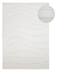 Bijeli ručno rađen tepih od mješavine vune 140x200 cm Sculptured Wave – Flair Rugs