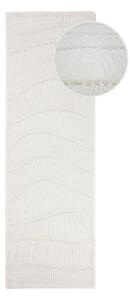 Bijela ručno rađena staza od mješavine vune 80x230 cm Sculptured Wave – Flair Rugs