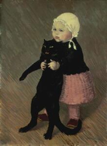 Reprodukcija A Small Girl with a Cat, 1889, Theophile Alexandre Steinlen