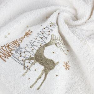 Pamučni božićni ručnik bijele boje sa sobovima Širina: 70 cm | Duljina: 140 cm