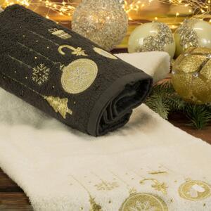 Pamučni božićni ručnik crne boje s božićnim ukrasima Šírka: 50 cm | Dĺžka: 90 cm