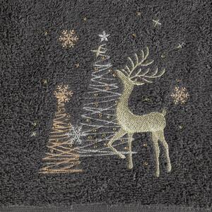 Pamučni božićni ručnik sivi s jelenima Širina: 70 cm | Duljina: 140 cm