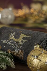 Pamučni božićni ručnik sivi s jelenima Šírka: 50 cm | Dĺžka: 90 cm