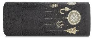Pamučni božićni ručnik crne boje s božićnim ukrasima Širina: 70 cm | Duljina: 140 cm