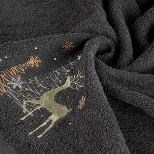Pamučni božićni ručnik sivi s jelenima Širina: 70 cm | Duljina: 140 cm