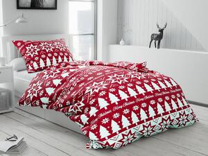 Pamučna posteljina BOŽICNA ŠUMA crvena Dimenzije posteljine: 70 x 90 cm | 140 x 200 cm
