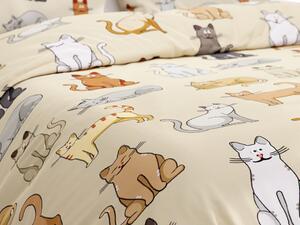 Pamučna posteljina COLORED CATS krem Dimenzije posteljine: 70 x 90 cm | 140 x 220 cm