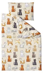 Pamučna posteljina COLORED CATS krem Dimenzije posteljine: 70 x 90 cm | 140 x 200 cm