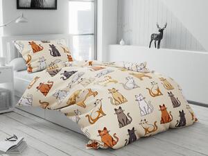Pamučna posteljina COLORED CATS krem Dimenzije posteljine: 70 x 90 cm | 140 x 220 cm