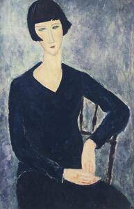 Reprodukcija Young woman with a fringe or young seated woman in blue dress, Modigliani, Amedeo