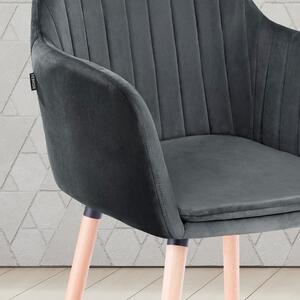 Tamno siva blagovaonska fotelja od baršuna LACELLE