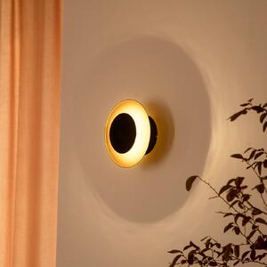 Lindby LED zidna svjetiljka Tiama, metal, crna/zlatna, Ø 20 cm, Crno, Dnevni boravak/blagovaonica, Metal