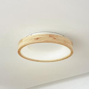 Lucande LED stropna svjetiljka Samvel, Ø 40 cm, drvo, Drvo, Dnevni boravak/blagovaonica, Drvo
