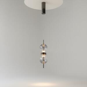 Maytoni LED viseća svjetiljka DOUBLE MOON, dimno siva, Ø 12 cm, staklo, Sivo, Dnevni boravak/blagovaonica, Staklo, Metak