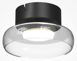Maytoni LED stropna svjetiljka FLOAT, prozirna/crna, staklo/metala, Ø 20 cm, prigušiva, Providna, Dnevni boravak/blagovaonica, Staklo