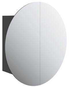VidaXL Kupaonski ormarić s okruglim ogledalom LED crni 47x47x17,5 cm