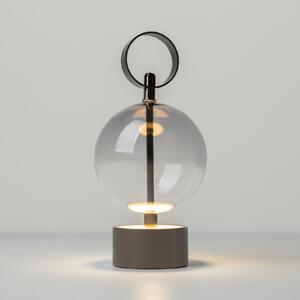 Maytoni DOUBLE MOON punjiva LED stolna lampa, dimljeno siva, visina 25 cm, staklo, Sivo, Dnevni boravak/blagovaonica, Staklo, Metak