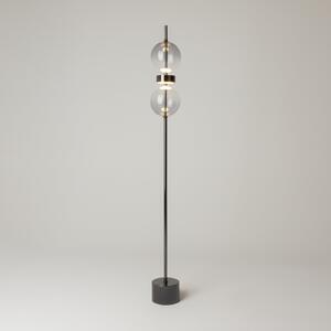 Maytoni LED podna lampa DOUBLE MOON, crna/dimno siva, visina 146 cm, prigušiva, Sivo, Dnevni boravak/blagovaonica, Staklo, Metak