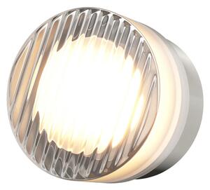 Maytoni OLO LED zidna svjetiljka, platina/prozirna teksturirana, Ø 13 cm, CCT, Metalik, Dnevni boravak/blagovaonica, Staklo